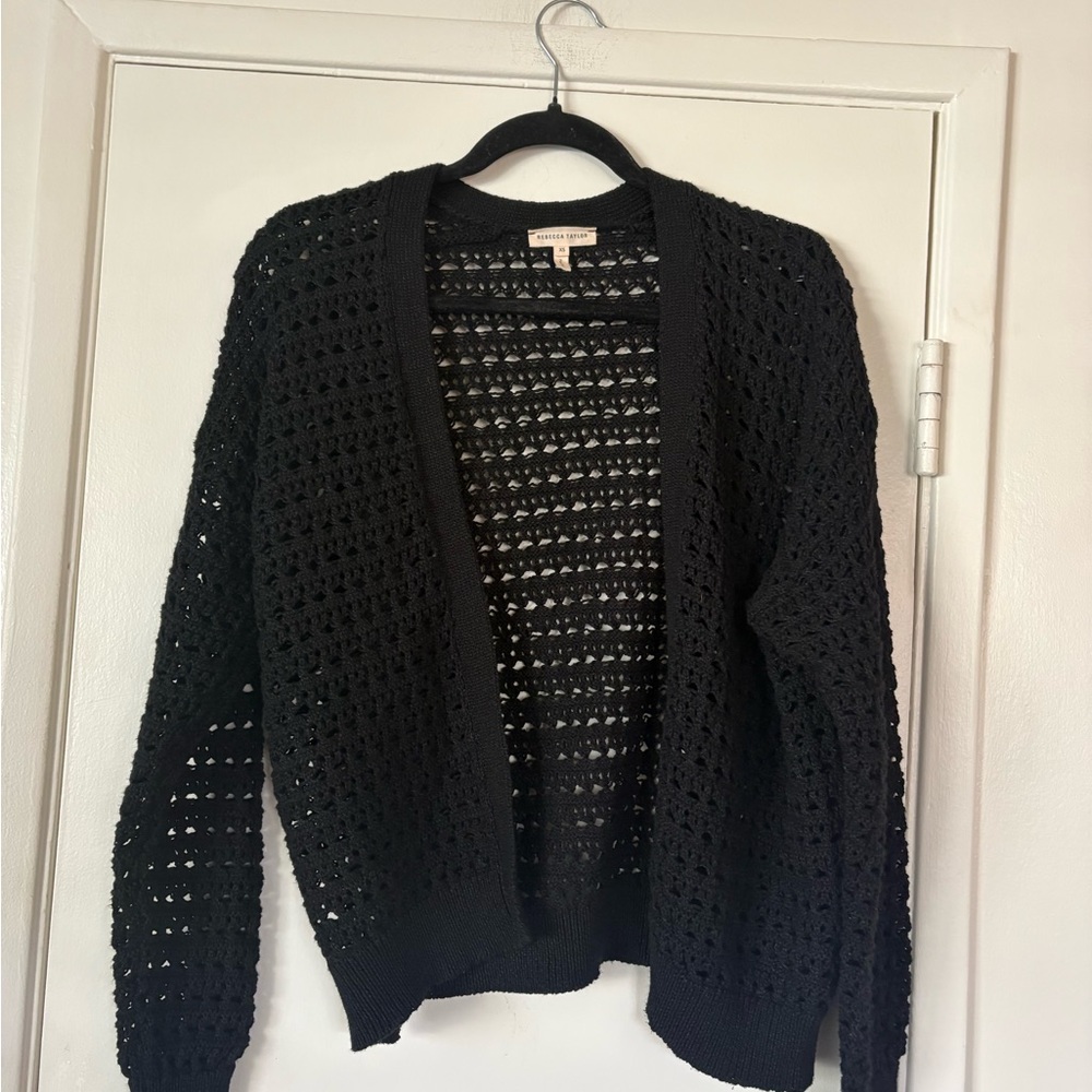 Rebecca Taylor Black Open-Knit Cardigan
